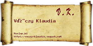 Váczy Klaudia névjegykártya